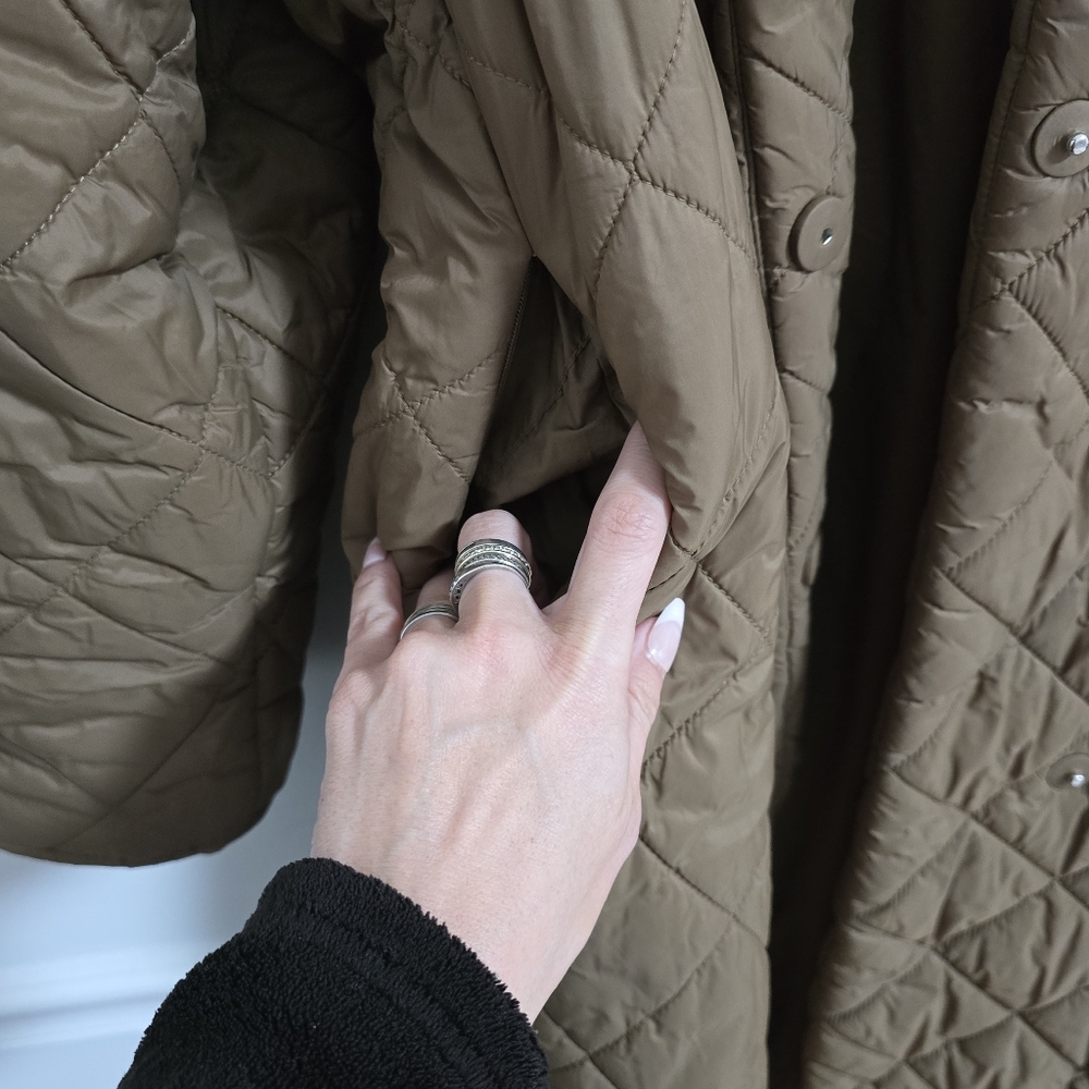 Mango brown quilted belted long coat size M - Picture 11 of 12